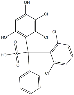 (2,6-Dichlorophenyl)(2,3-dichloro-4,6-dihydroxyphenyl)phenylmethanesulfonic acid Struktur