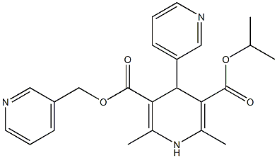 1,4-Dihydro-2,6-dimethyl-4-(3-pyridinyl)pyridine-3,5-dicarboxylic acid 3-(3-pyridinylmethyl)5-isopropyl ester Struktur