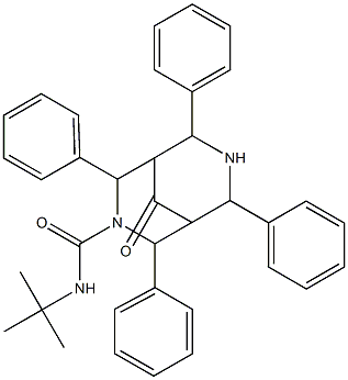 N-tert-Butyl-9-oxo-2,4,6,8-tetraphenyl-3,7-diazabicyclo[3.3.1]nonane-3-carboxamide Struktur