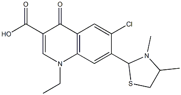 1,4-Dihydro-1-ethyl-4-oxo-6-chloro-7-(3,4-dimethylthiazolidin-2-yl)quinoline-3-carboxylic acid Struktur