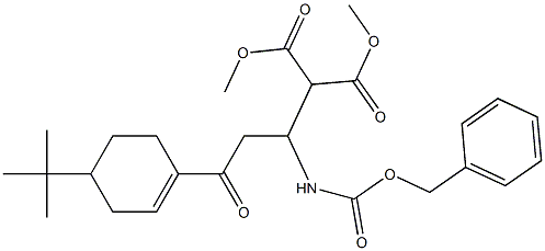 2-[1-[(Benzyloxycarbonyl)amino]-3-oxo-3-(4-tert-butyl-1-cyclohexenyl)propyl]malonic acid dimethyl ester Struktur