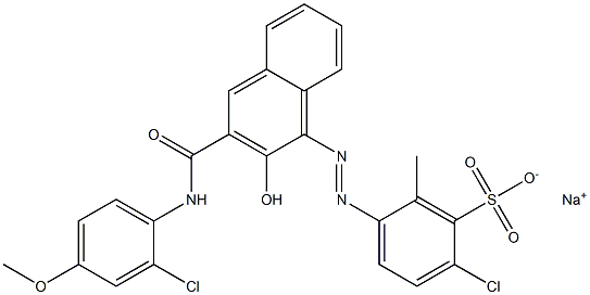 2-Chloro-6-methyl-5-[[3-[[(2-chloro-4-methoxyphenyl)amino]carbonyl]-2-hydroxy-1-naphtyl]azo]benzenesulfonic acid sodium salt Struktur