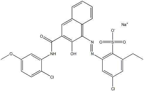 4-Chloro-2-ethyl-6-[[3-[[(2-chloro-5-methoxyphenyl)amino]carbonyl]-2-hydroxy-1-naphtyl]azo]benzenesulfonic acid sodium salt Struktur