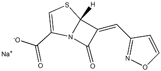 (5R)-7-Oxo-6-[(isoxazol-3-yl)methylene]-4-thia-1-azabicyclo[3.2.0]hept-2-ene-2-carboxylic acid sodium salt Struktur