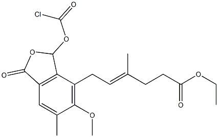 4-[(E)-5-Ethoxycarbonyl-3-methyl-2-pentenyl]-3-chloroformyloxy-5-methoxy-6-methylphthalide Struktur