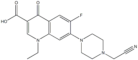 1,4-Dihydro-1-ethyl-6-fluoro-7-[4-(cyanomethyl)piperazin-1-yl]-4-oxoquinoline-3-carboxylic acid Struktur