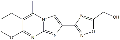 6-Ethyl-7-methoxy-5-methyl-2-(5-hydroxymethyl-1,2,4-oxadiazol-3-yl)imidazo[1,2-a]pyrimidine Struktur