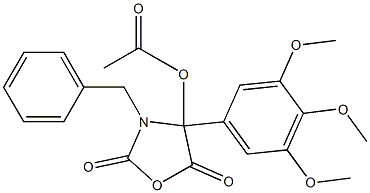 4-Acetoxy-3-benzyl-4-(3,4,5-trimethoxyphenyl)oxazolidine-2,5-dione Struktur