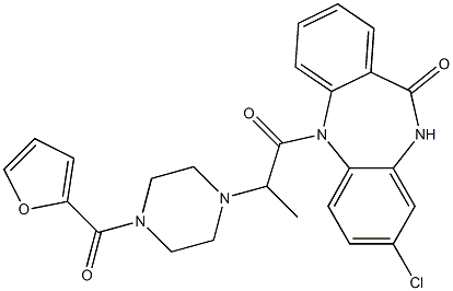 8-Chloro-5-[2-[4-[(furan-2-yl)carbonyl]piperazin-1-yl]propanoyl]-5,10-dihydro-11H-dibenzo[b,e][1,4]diazepin-11-one Struktur