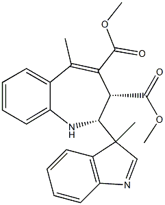 (2R,3S)-2,3-Dihydro-5-methyl-2-(3-methyl-3H-indol-3-yl)-1H-1-benzazepine-3,4-dicarboxylic acid dimethyl ester Struktur