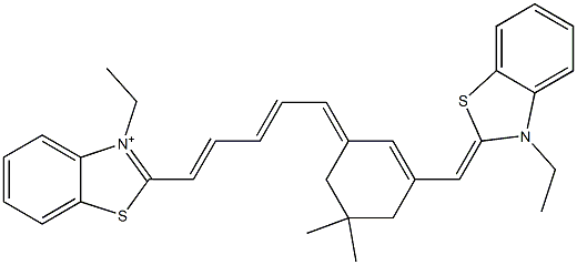 3-Ethyl-2-[5-[3-[(3-ethylbenzothiazol-2(3H)-ylidene)methyl]-5,5-dimethyl-2-cyclohexen-1-ylidene]-1,3-pentadienyl]benzothiazol-3-ium Struktur