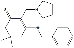 2-[(Pyrrolidin-1-yl)methyl]-3-benzylamino-5,5-dimethyl-2-cyclohexene-1-thione Struktur