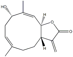 (3aS,9S,11aR,6Z,10E)-3a,4,5,8,9,11a-Hexahydro-9-hydroxy-6,10-dimethyl-3-methylenecyclodeca[b]furan-2(3H)-one Struktur