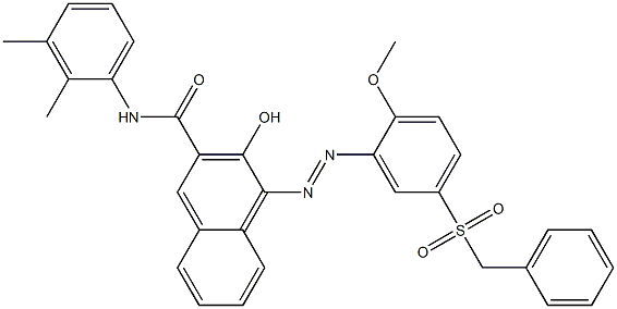 3-Hydroxy-4-[[2-methoxy-5-(benzylsulfonyl)phenyl]azo]-N-(2,3-dimethylphenyl)-2-naphthalenecarboxamide Struktur