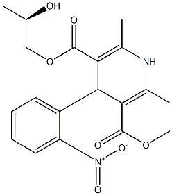 1,4-Dihydro-2,6-dimethyl-4-(2-nitrophenyl)-3,5-pyridinedicarboxylic acid 3-methyl 5-[(R)-2-hydroxypropyl] ester Struktur