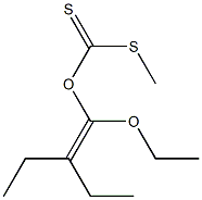 Dithiocarbonic acid O-(1-ethoxy-2,2-diethylvinyl)S-methyl ester Struktur