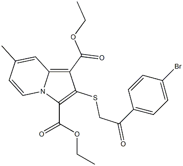 2-[2-(4-Bromophenyl)-2-oxoethylthio]-7-methylindolizine-1,3-dicarboxylic acid diethyl ester Struktur