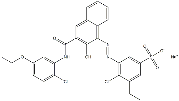 4-Chloro-3-ethyl-5-[[3-[[(2-chloro-5-ethoxyphenyl)amino]carbonyl]-2-hydroxy-1-naphtyl]azo]benzenesulfonic acid sodium salt Struktur