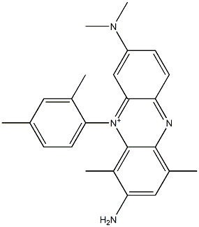 3-Amino-7-(dimethylamino)-5-(2,4-dimethylphenyl)-1,4-dimethylphenazin-5-ium Struktur