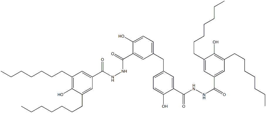 5,5'-Methylenebis[2-hydroxy-N'-(4-hydroxy-3,5-diheptylbenzoyl)benzenecarbohydrazide] Struktur