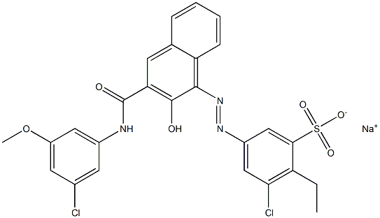 3-Chloro-2-ethyl-5-[[3-[[(3-chloro-5-methoxyphenyl)amino]carbonyl]-2-hydroxy-1-naphtyl]azo]benzenesulfonic acid sodium salt Struktur