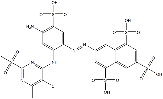 7-[[4-Amino-2-[[5-chloro-6-methyl-2-(methylsulfonyl)-4-pyrimidinyl]amino]-5-sulfophenyl]azo]-1,3,5-naphthalenetrisulfonic acid Struktur