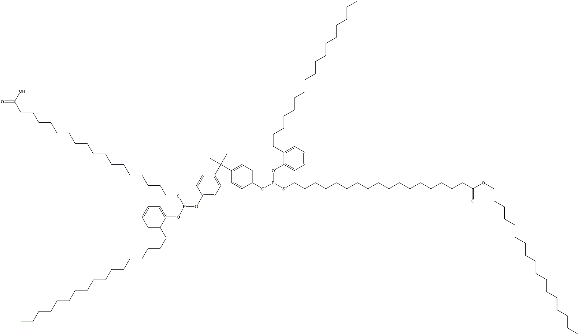 18,18'-[[Isopropylidenebis(4,1-phenyleneoxy)]bis[[(2-heptadecylphenyl)oxy]phosphinediylthio]]bis(octadecanoic acid heptadecyl) ester Struktur