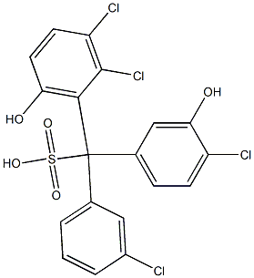 (3-Chlorophenyl)(4-chloro-3-hydroxyphenyl)(2,3-dichloro-6-hydroxyphenyl)methanesulfonic acid Struktur