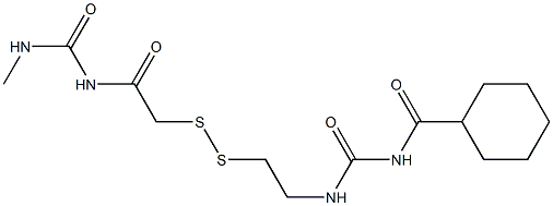 1-(Cyclohexylcarbonyl)-3-[2-[[(3-methylureido)carbonylmethyl]dithio]ethyl]urea Struktur