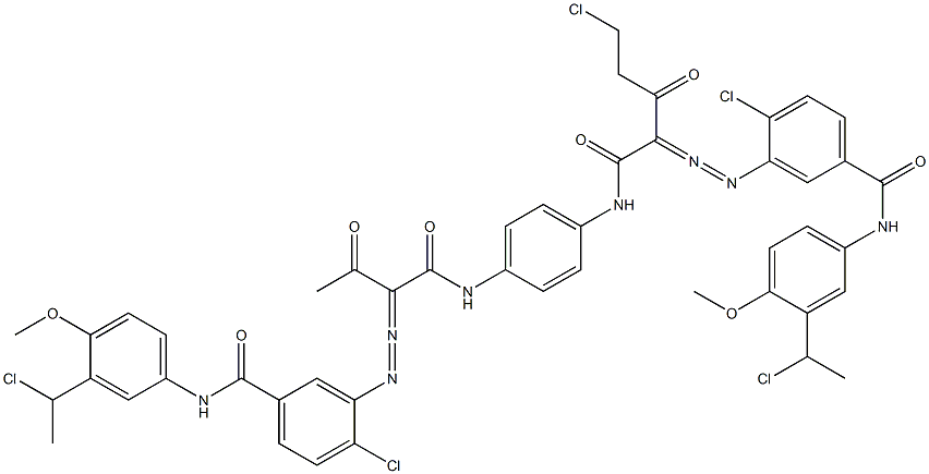 3,3'-[2-(Chloromethyl)-1,4-phenylenebis[iminocarbonyl(acetylmethylene)azo]]bis[N-[3-(1-chloroethyl)-4-methoxyphenyl]-4-chlorobenzamide] Struktur