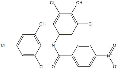 N-(2,4-Dichloro-6-hydroxyphenyl)-N-(4-hydroxy-3,5-dichlorophenyl)-4-nitrobenzamide Struktur