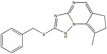 2-Benzylthio-6,7-dihydro-8-methyl-1H-cyclopenta[e][1,2,4]triazolo[1,5-a]pyrimidine Struktur