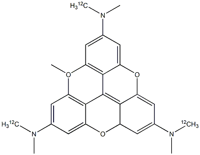 2,6,10-Tris(dimethylamino)-12c-methyl-4,8,12-trioxa-4H,12H-dibenzo[cd,mn]pyrene Struktur