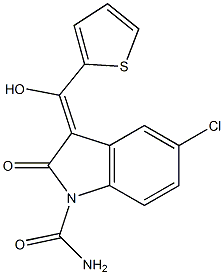 5-Chloro-2,3-dihydro-3-[hydroxy(2-thienyl)methylene]-2-oxo-1H-indole-1-carboxamide Struktur