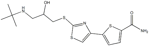 5-[2-[(3-tert-Butylamino-2-hydroxypropyl)thio]-4-thiazolyl]-2-thiophenecarboxamide Struktur