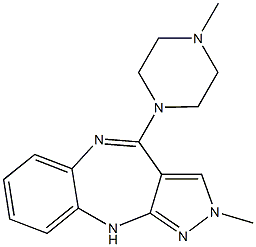 2-Methyl-4-(4-methylpiperazin-1-yl)-2,10-dihydropyrazolo[3,4-b][1,5]benzodiazepine Struktur