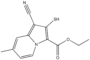 7-Methyl-1-cyano-2-mercaptoindolizine-3-carboxylic acid ethyl ester Struktur