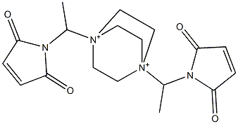 1,4-Bis[1-(2,5-dioxo-3-pyrrolin-1-yl)ethyl]-1,4-diazoniabicyclo[2.2.2]octane Struktur