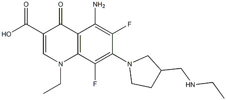 5-Amino-1-ethyl-6,8-difluoro-1,4-dihydro-4-oxo-7-[3-(ethylaminomethyl)-1-pyrrolidinyl]quinoline-3-carboxylic acid Struktur