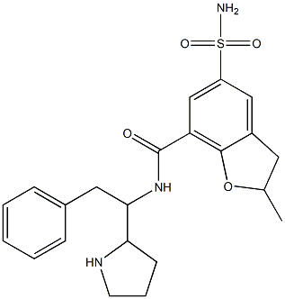 2,3-Dihydro-2-methyl-5-(aminosulfonyl)-N-[1-benzyl-2-pyrrolidinylmethyl]benzofuran-7-carboxamide Struktur