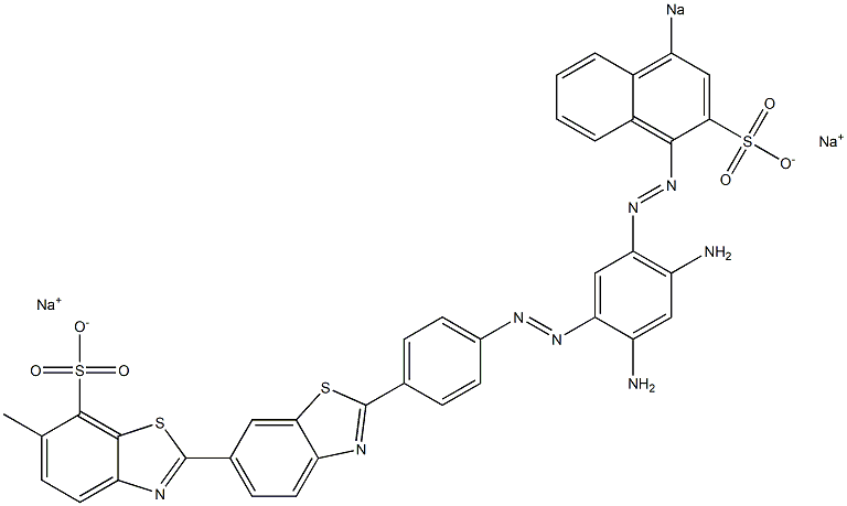 2-[2-[4-[[2,4-Diamino-5-[(4-sodiosulfo-1-naphthalenyl)azo]phenyl]azo]phenyl]-6-benzothiazolyl]-6-methylbenzothiazole-7-sulfonic acid sodium salt Struktur