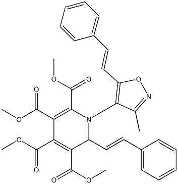 1-(3-Methyl-5-styrylisoxazol-4-yl)-2-styryl-1,2-dihydropyridine-3,4,5,6-tetracarboxylic acid tetramethyl ester Struktur