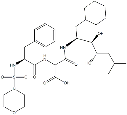 3-[[(1S,2R,3S)-1-(Cyclohexylmethyl)-2,3-dihydroxy-5-methylhexyl]amino]-3-oxo-2-[(S)-2-(4-morpholinylsulfonylamino)-3-phenylpropanoylamino]propionic acid Struktur