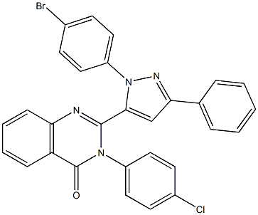 3-(4-Chlorophenyl)-2-[3-(phenyl)-1-(4-bromophenyl)-1H-pyrazol-5-yl]quinazolin-4(3H)-one Struktur