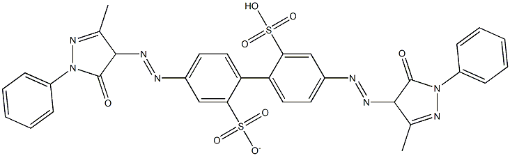 4,4'-Bis[[(4,5-dihydro-3-methyl-5-oxo-1-phenyl-1H-pyrazol)-4-yl]azo]-2-sulfonato[1,1'-biphenyl]-2'-sulfonic acid Struktur