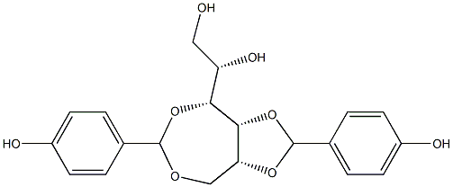 3-O,6-O:4-O,5-O-Bis(4-hydroxybenzylidene)-D-glucitol Struktur