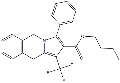 1-Trifluoromethyl-5,10-dihydro-3-phenylpyrrolo[1,2-b]isoquinoline-2-carboxylic acid butyl ester Struktur