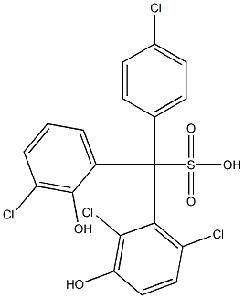 (4-Chlorophenyl)(3-chloro-2-hydroxyphenyl)(2,6-dichloro-3-hydroxyphenyl)methanesulfonic acid Struktur