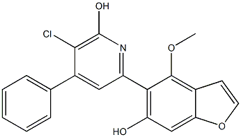 4-Methoxy-5-(4-phenyl-5-chloro-6-hydroxy-2-pyridinyl)benzofuran-6-ol Struktur