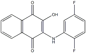 2-Hydroxy-3-(2,5-difluorophenyl)amino-1,4-naphthoquinone Struktur